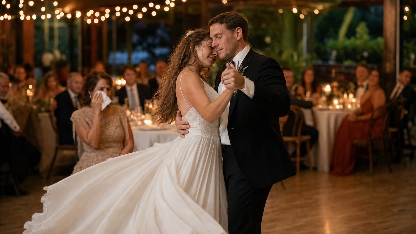 A bride and groom during their first dance — to a song written about them